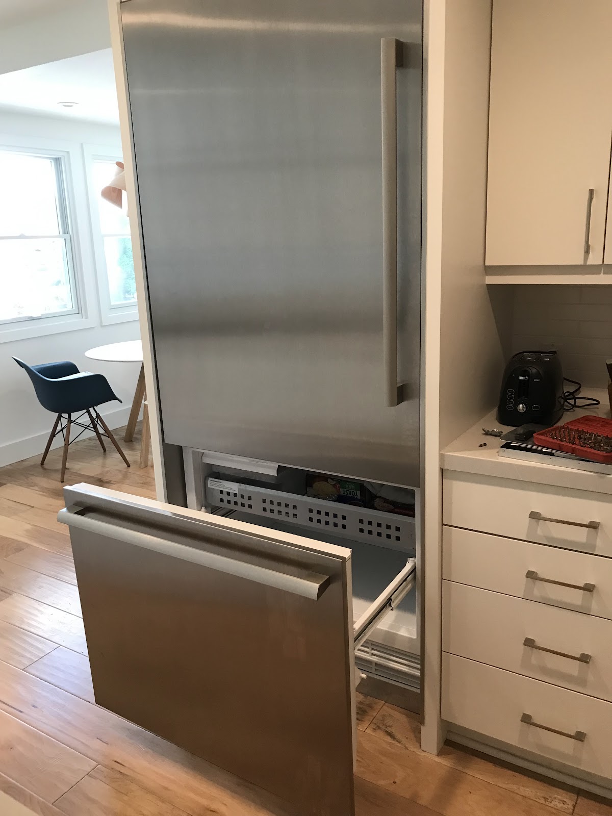 Built-in refrigerator after ProStar replaced the freezer door rails